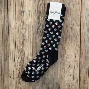 Brand new black socks w/ flower design